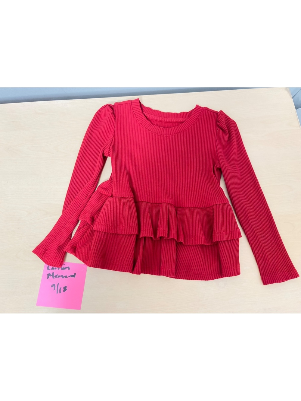 Little Sleepies Holiday Red Ribbed Tiered Peplum Top